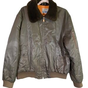 Vintage SEARS Work Leisure Men's Bomber Jacket Faux Fur Collar Aviator 70s Japan